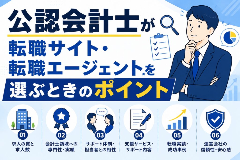 公認会計士が転職サイト・転職エージェントを選ぶときのポイント